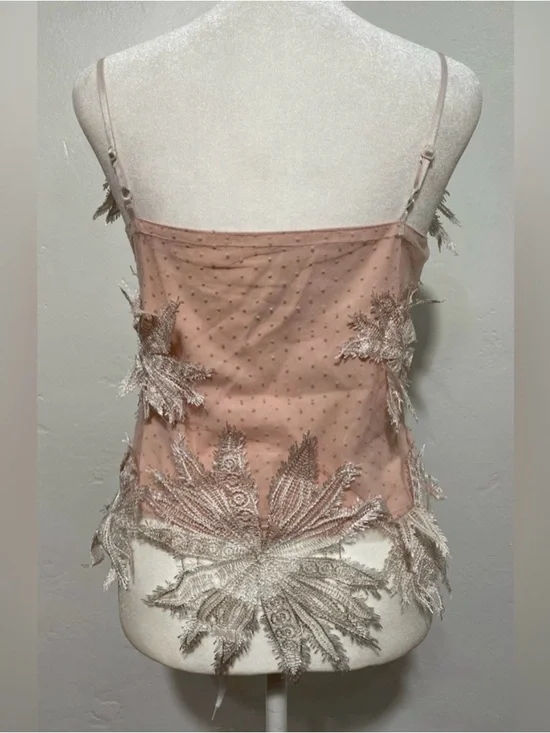 Embroidered Sheer Appliqué Top in Blush Pink Small - Picture 3 of 7